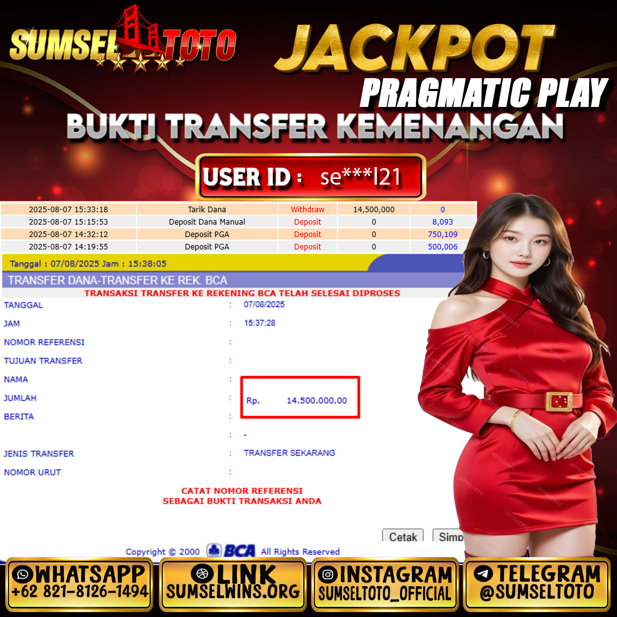 SUMSELTOTO JACKPOT SLOT SWEET BONANZA Rp.14,500,000.,- LUNAS